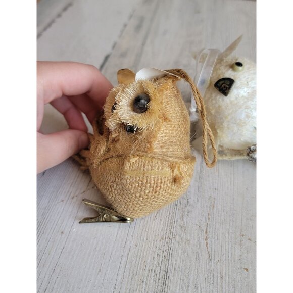 Owl brown white clip on ornament Xmas set bird - Picture 5 of 12